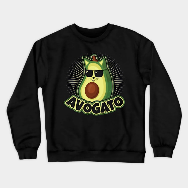 Avogato Funny Avocado Cat Lover Crewneck Sweatshirt by aneisha